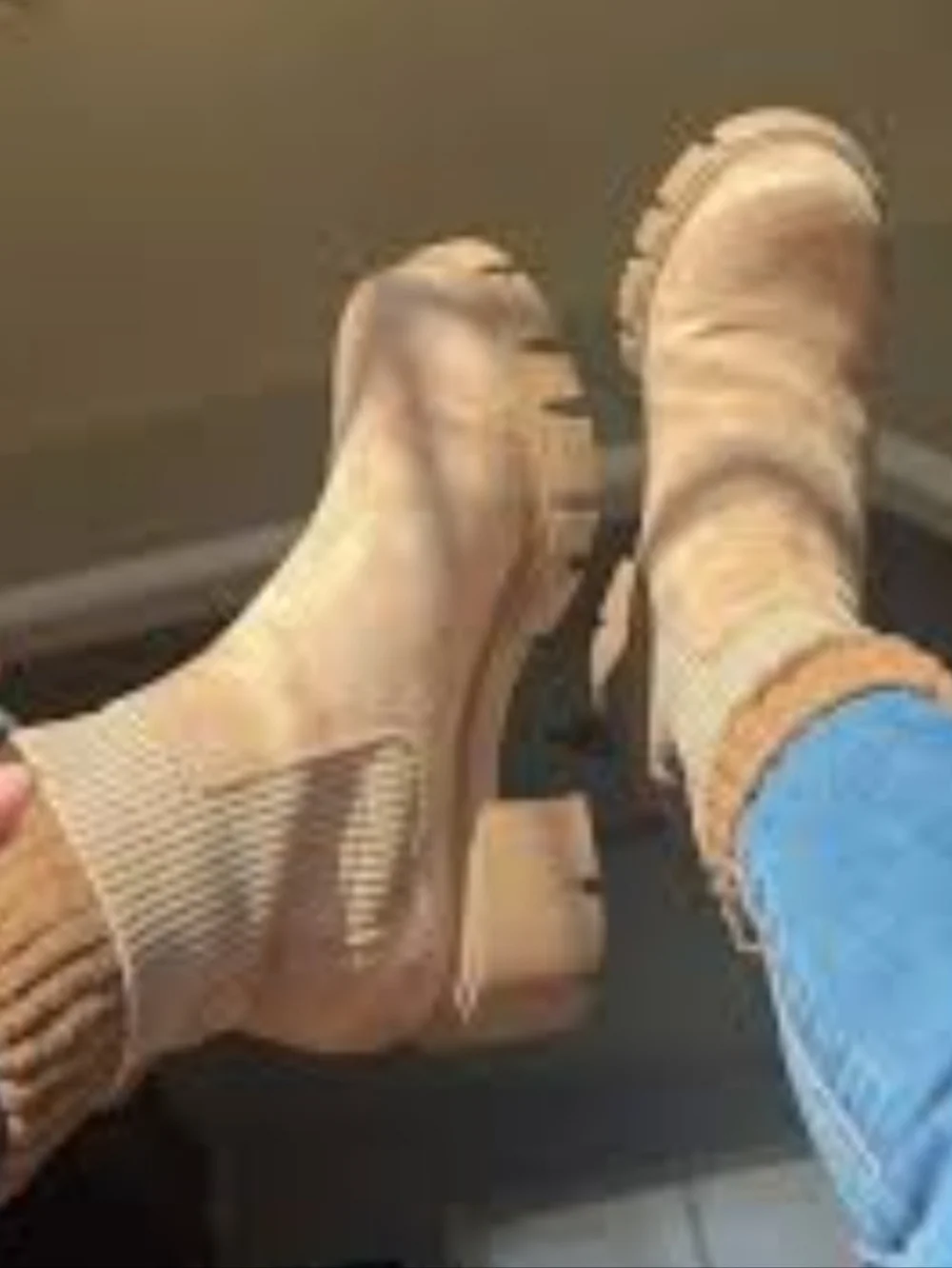 Steve Madden Hayle 7.5 Tan Platform Chelsea Chunky Boots Shoes